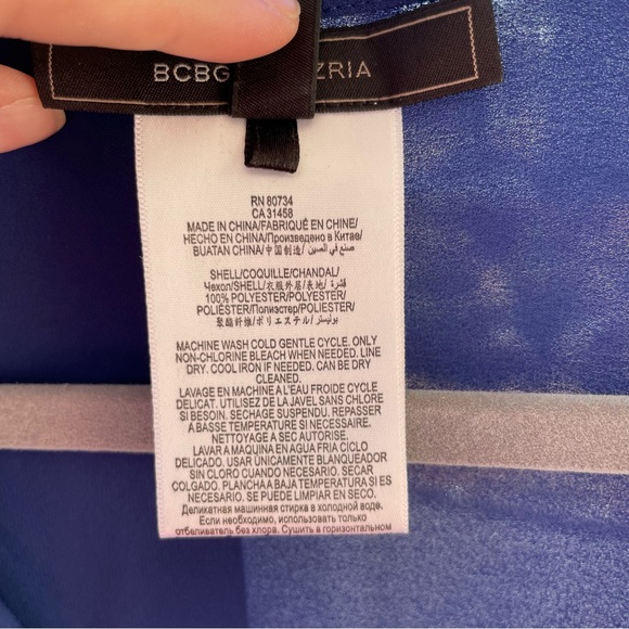 BCBGMaxAzria Neda High-Low Top in Blue Size M/L - Picture 6 of 12